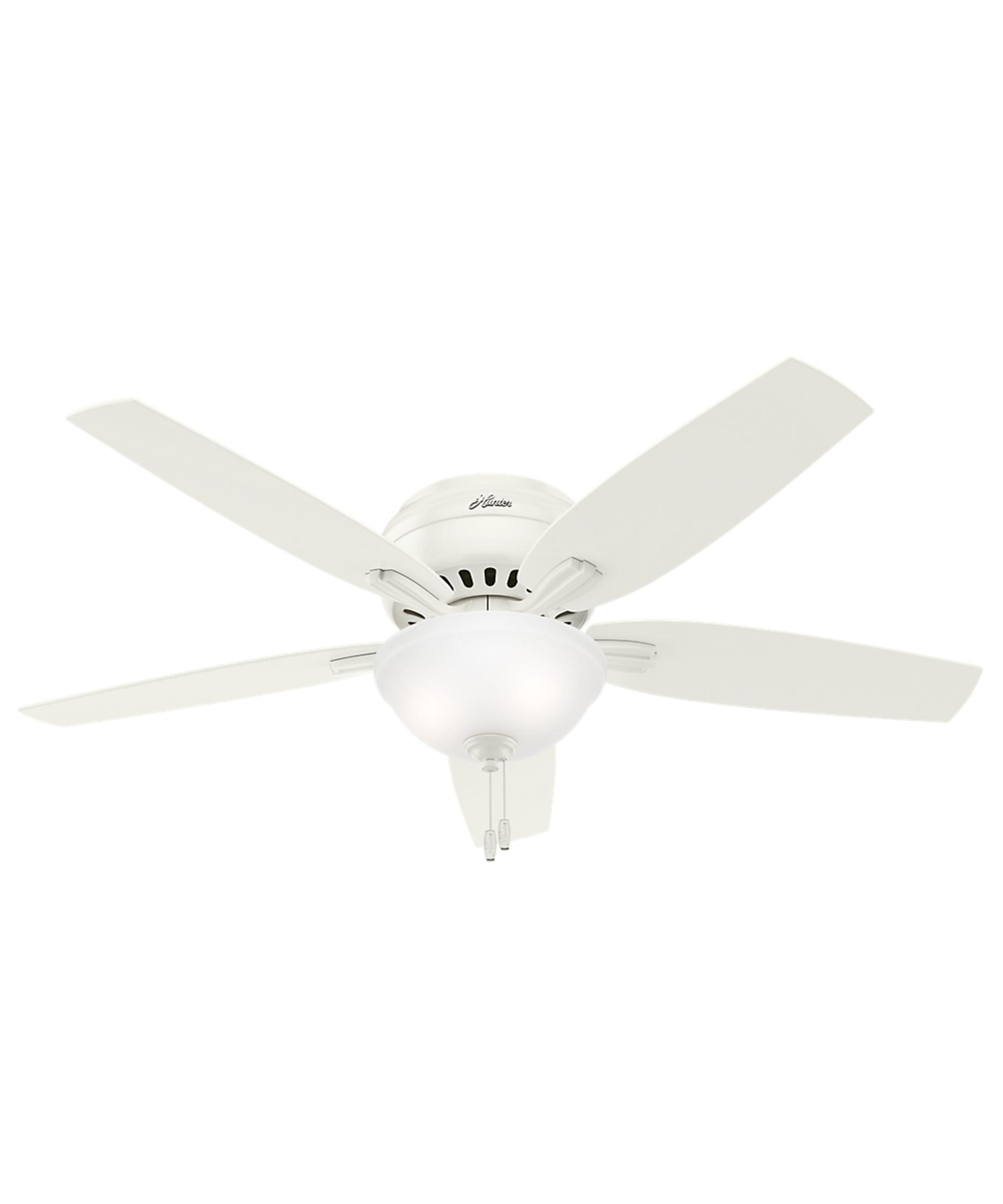 Hunter Fan Newsome 52 Inch 5 Blade Ceiling Capitol Lighting Shown In White Finish And Clear Frosted Glass