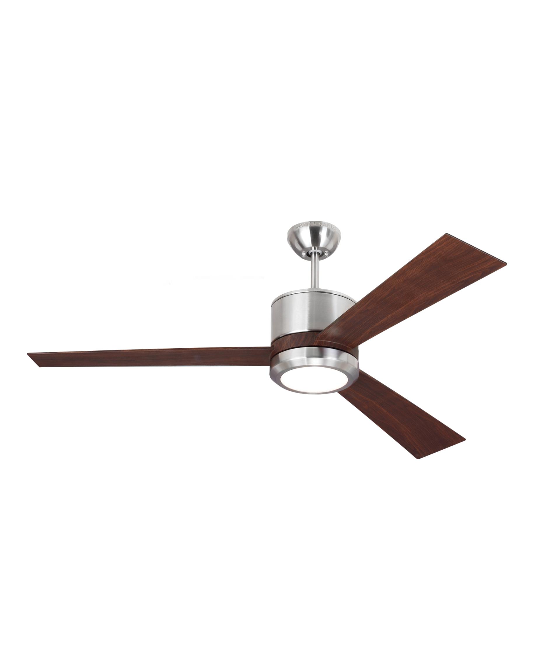 Monte Carlo Vision 52 Inch 3 Blade Ceiling Fan Capitol Lighting Shown In Brushed Steel Finish And Frosted Acrylic Glass